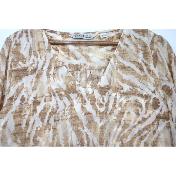 Beautiful By Lawrence Zarian Animal Print Asymmetrical Top M Grannycore - Picture 4 of 10